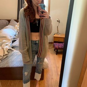 Grey striped cardigan